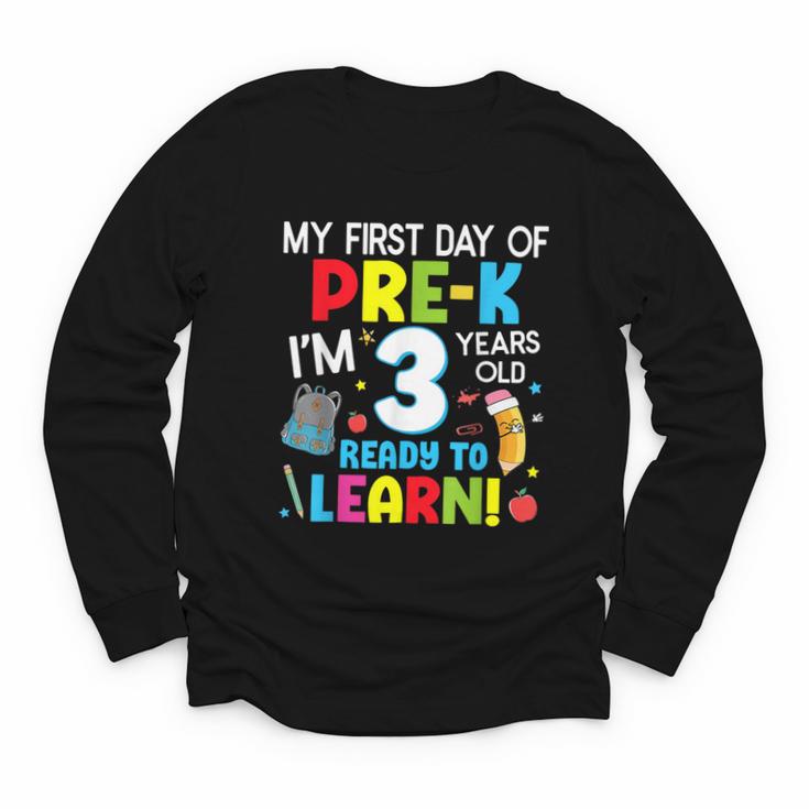 My First Day Of Pre-k Back To School Preschool Girls Boys Youth Long Sleeve Tee