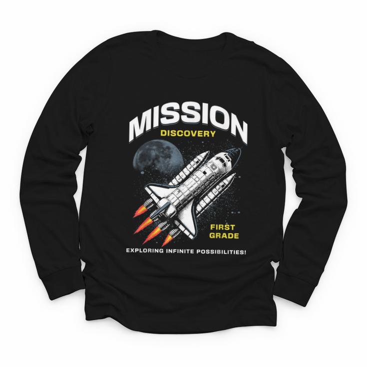 First Grade Back To School Space Rocket Astronaut Youth Long Sleeve Tee