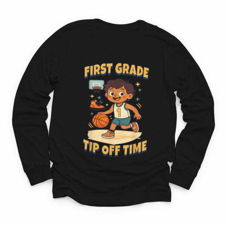 First Grade Basketball Back To School Slam Dunk Style Youth Long Sleeve Tee