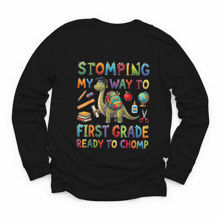 First Grade Graduation Dinosaur Dino Back To School Student Youth Long Sleeve Tee