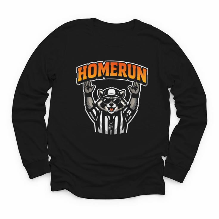 Football Referee Touchdown Baseball Homerun Raccoon Youth Long Sleeve Tee