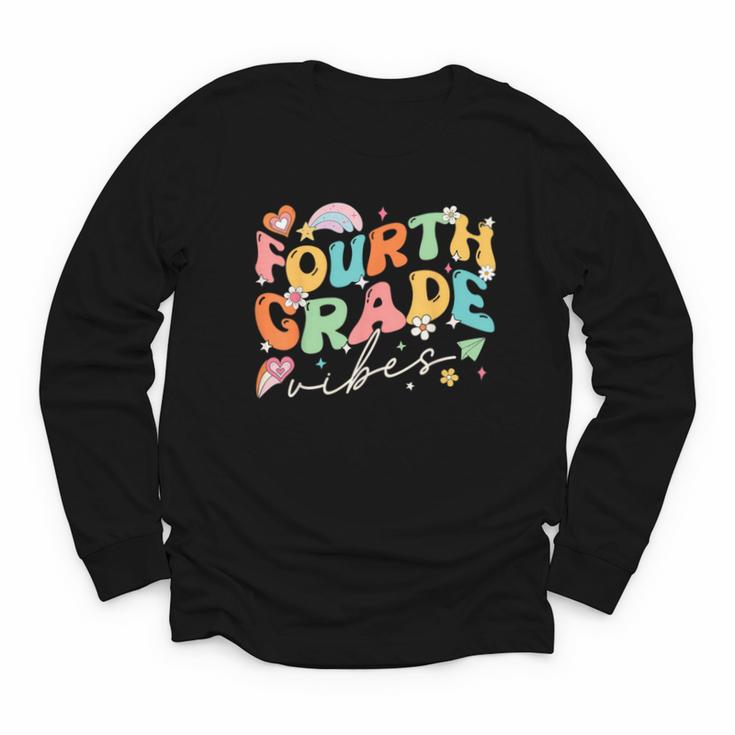 Fourth Grade Vibes 4th Grade Team Groovy Back To School Youth Long Sleeve Tee