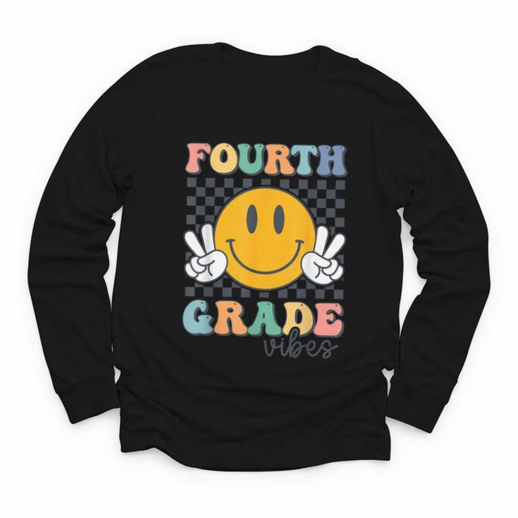Fourth Grade Vibes Retro Smile Back To School 4th Grade Team Youth Long Sleeve Tee