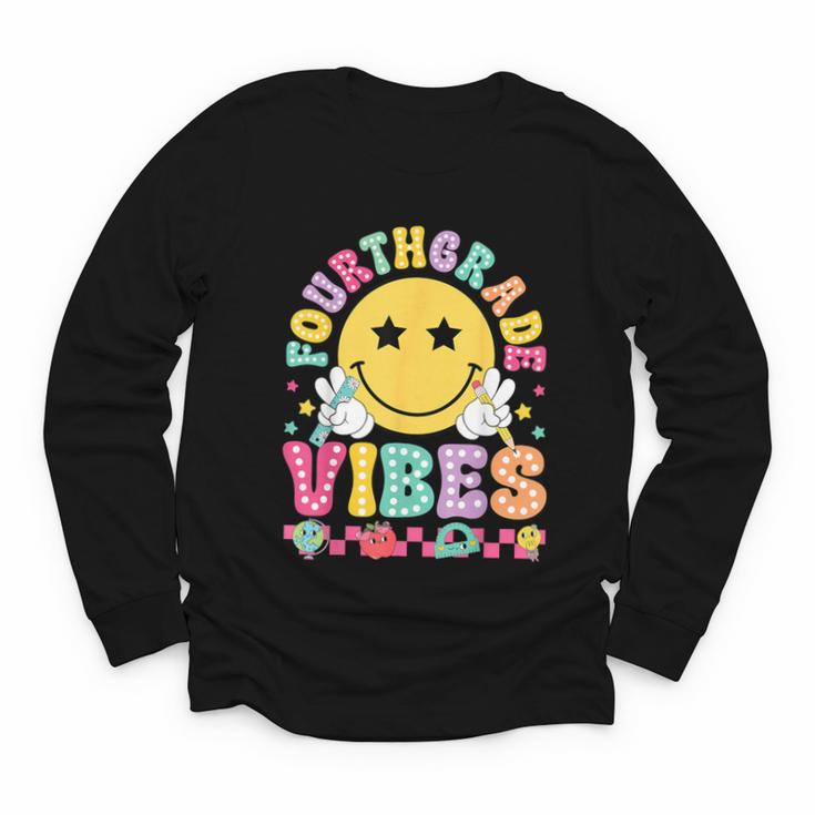 Fourth Grade Vibes Smile Face Back To School Boys Girls Kids Youth Long Sleeve Tee
