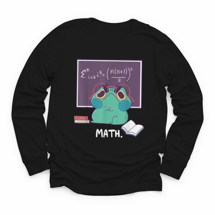 Frog Hates Math Kawaii Science Back To School Kids Youth Long Sleeve Tee