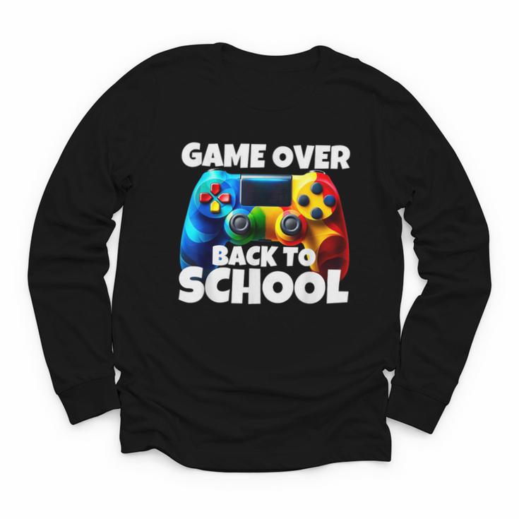 Game Over Back To School Gaming Controller Kids Gamer Youth Long Sleeve Tee