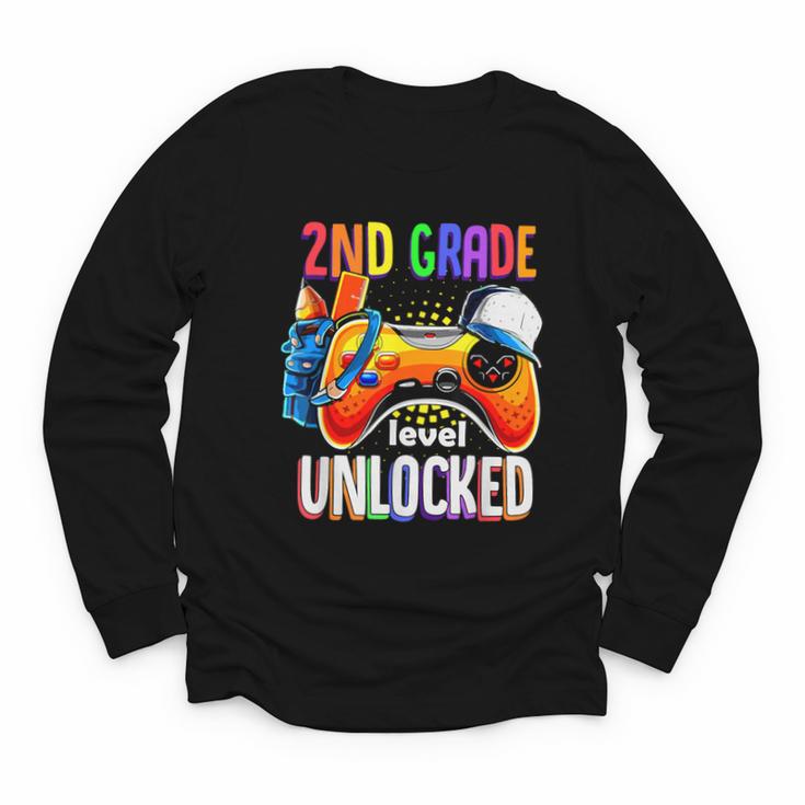 Gamer Back To School Gamepad 2nd Second Grade Level Unlocked Youth Long Sleeve Tee