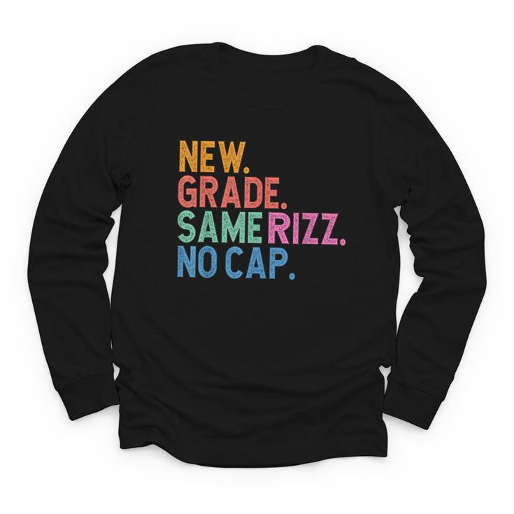 Gen Z Back To School New Grade Same Rizz No Cap Youth Long Sleeve Tee