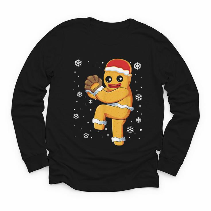 Gingerbread Man Baseball Christmas Youth Long Sleeve Tee