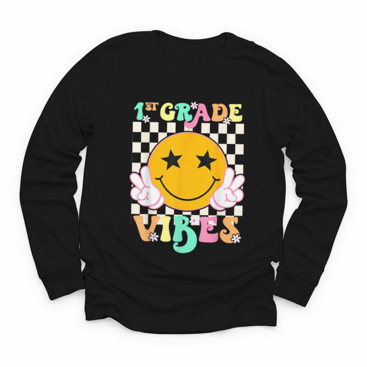 Girls 1st Grade Vibes Smile Face Back To School 1st Grade Youth Long Sleeve Tee