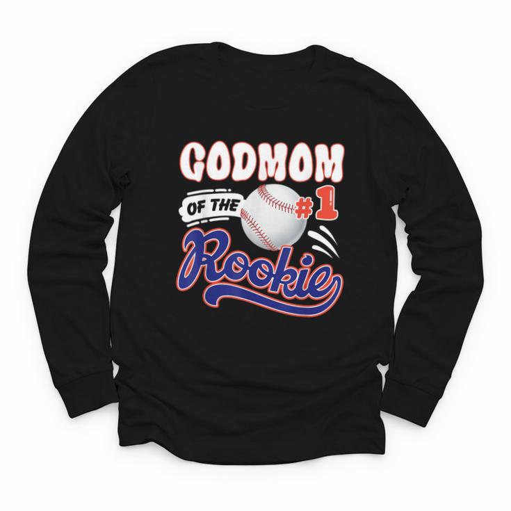 GodMom Rookie Of Year 1st Birthday Baseball Theme Matching Youth Long Sleeve Tee