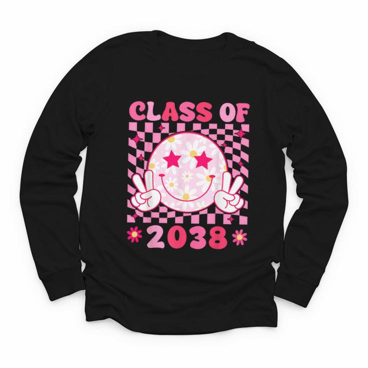 Groovy Class Of 2038 Grow With Me Smile Face Back To School Youth Long Sleeve Tee