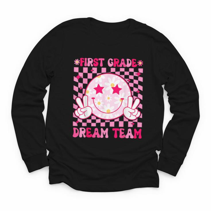 Groovy First Grade Dream Team Back To School 1st Grade Squad Youth Long Sleeve Tee