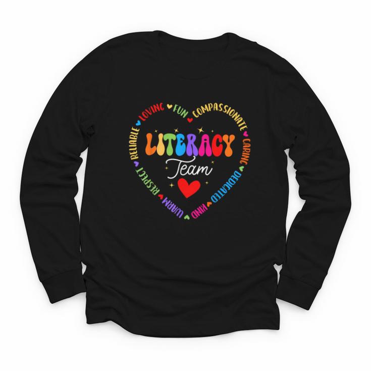 Groovy Literacy Team Reading Appreciation Back To School Youth Long Sleeve Tee
