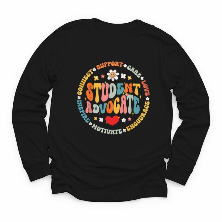 Groovy Student Advocate Appreciation Back To School Youth Long Sleeve Tee