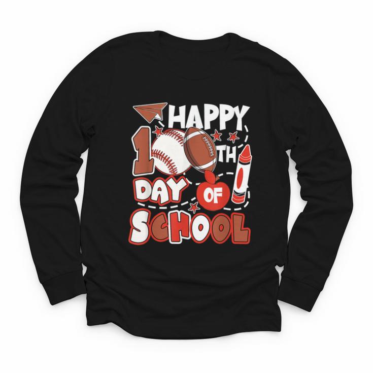 Happy 100 Days Of School Baseball Football PE Teacher Youth Long Sleeve Tee