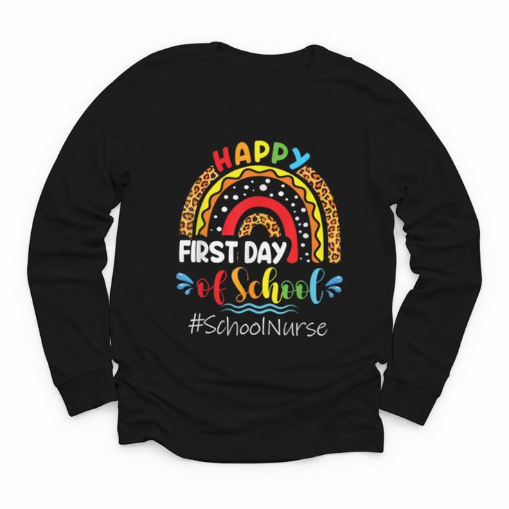 Happy First Day Of School Nurse Rainbow Back To School Youth Long Sleeve Tee