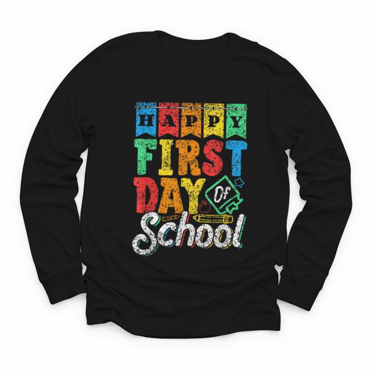 Happy First Day Of School Pupil Kids Grade Back To School 1 Youth Long Sleeve Tee