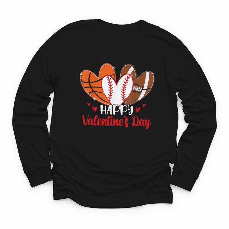 Happy Valentines Day Shirt Boys Basketball Baseball Football Youth Long Sleeve Tee