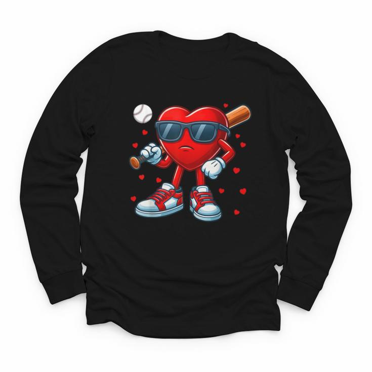 Heart Love Baseball Valentine Outfit Men Boy Youth Long Sleeve Tee