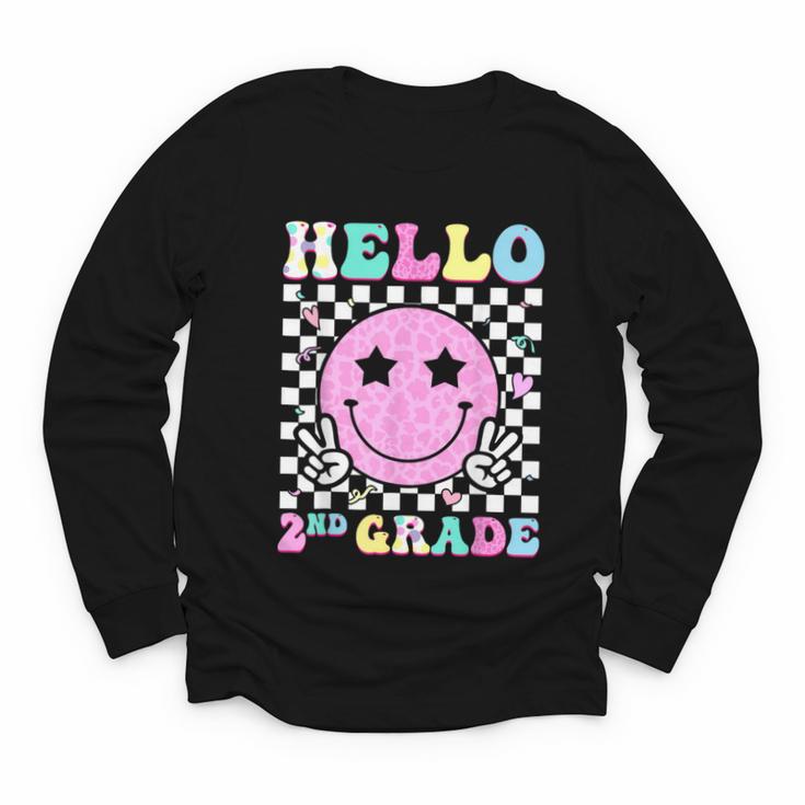 Hello 2nd Grade Groovy Back To School Second Grade Girls Kid Youth Long Sleeve Tee