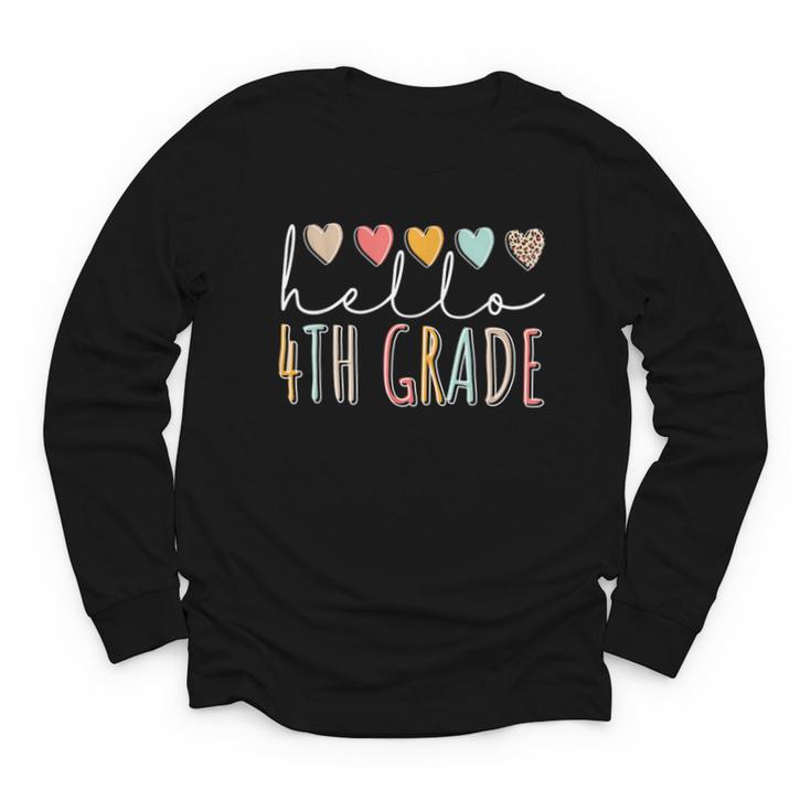 Hello 4th Grade Back To School Fourth Grade Vibes Heart Love Youth Long Sleeve Tee