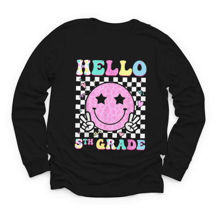 Hello 5th Grade Groovy Back To School Fifth Grade Girls Kids Youth Long Sleeve Tee