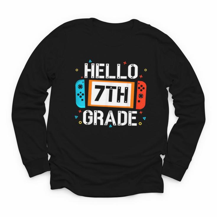 Hello 7th Grade Back To School Video Game Seventh Grade Boys Youth Long Sleeve Tee