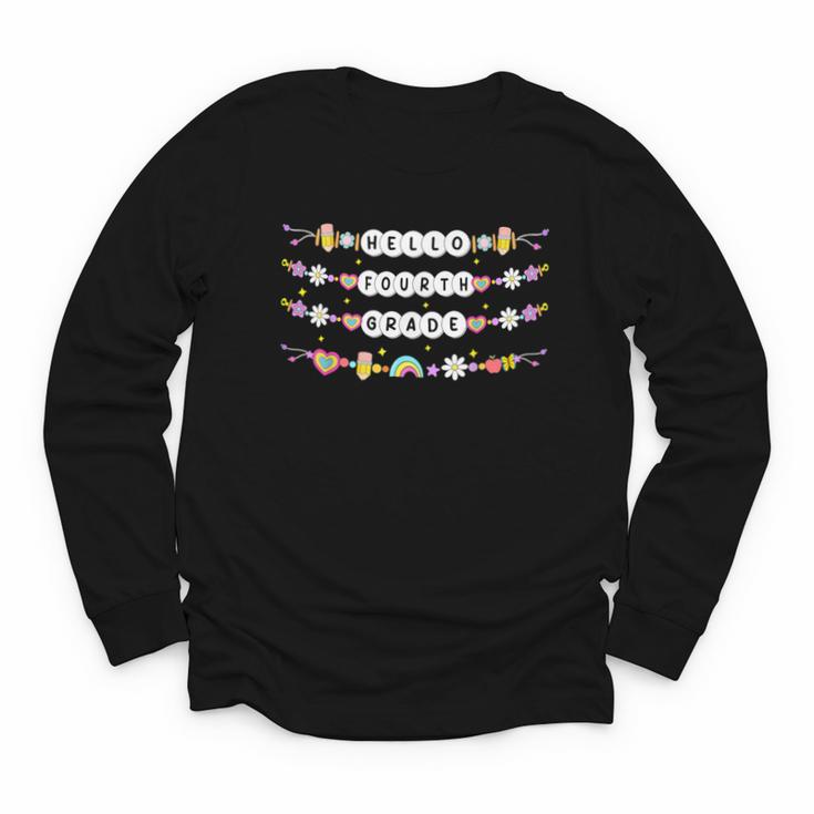 Hello Fourth Grade Friendship Bracelets Back To School Kids Youth Long Sleeve Tee