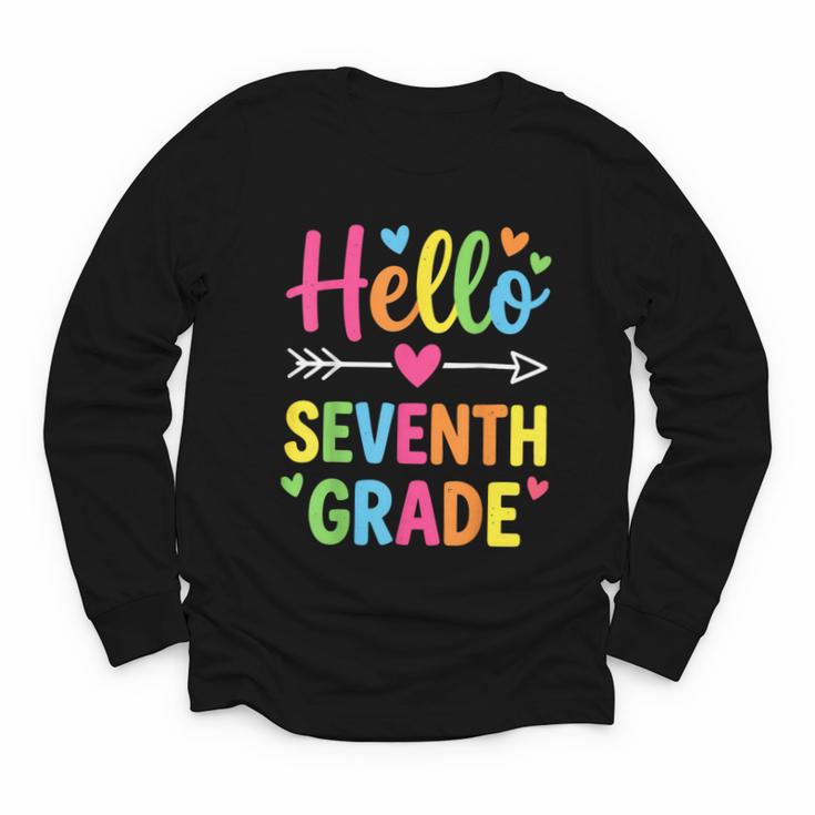 Hello Seventh 7TH Grade Back To School Kids Students Tee Youth Long Sleeve Tee