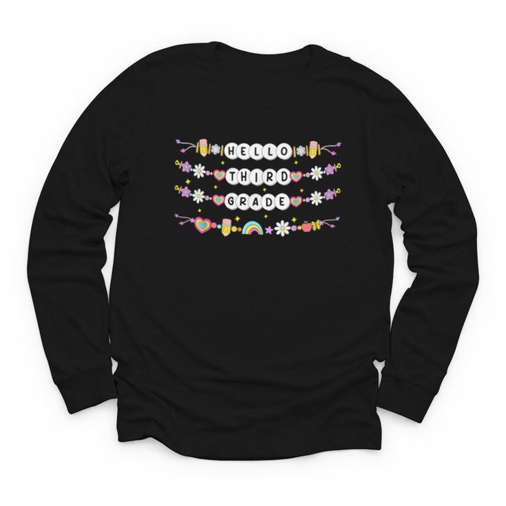 Hello Third Grade Friendship Bracelets Back To School Kids Youth Long Sleeve Tee