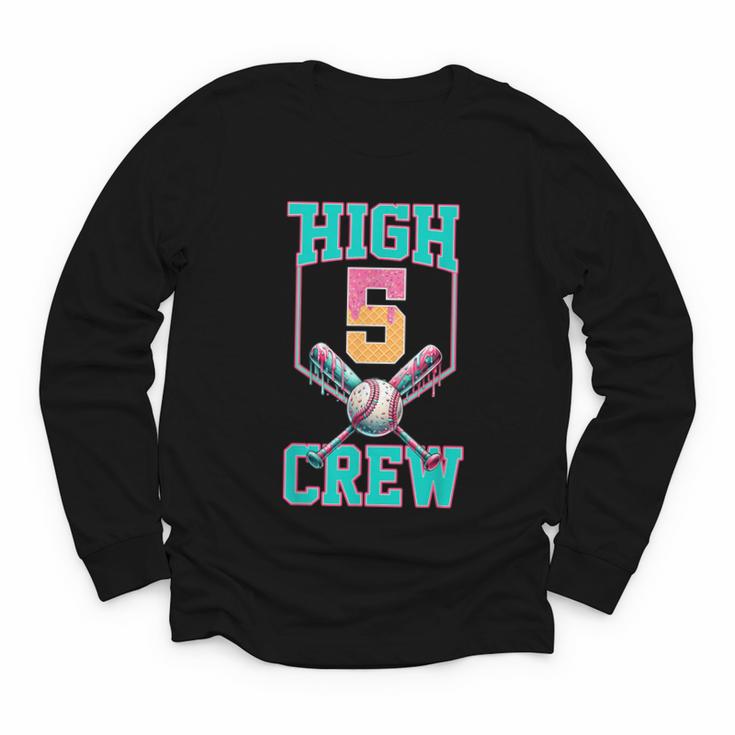 Hi 5 Birthday Party Decorations For Boy Baseball Drip 5th Youth Long Sleeve Tee