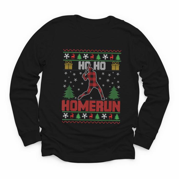 Ho Ho Homerun Xmas Sports Player Baseball Ugly Christmas Youth Long Sleeve Tee