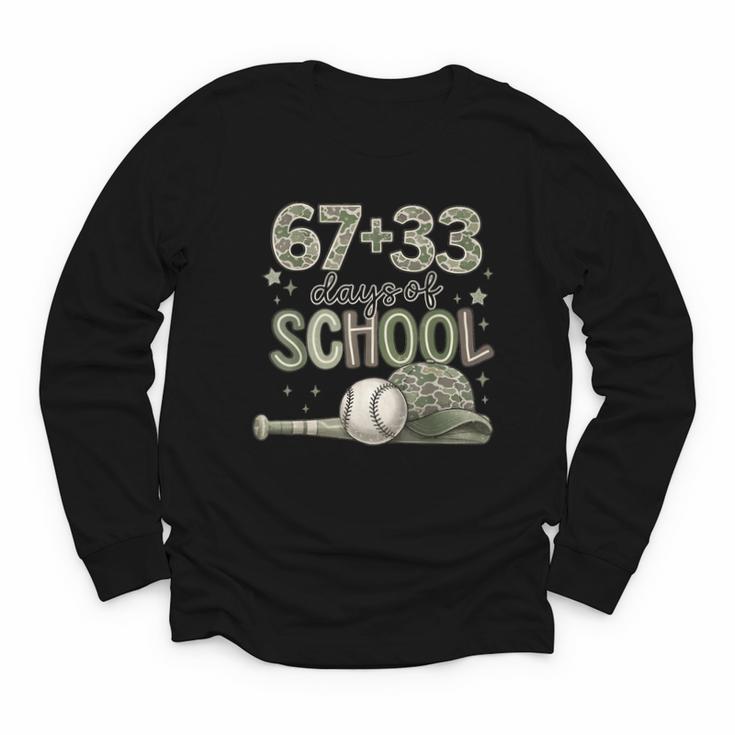 HUGvyn 6733 Days Of School Baseball 100 Days Camo Cap Boys Youth Long Sleeve Tee