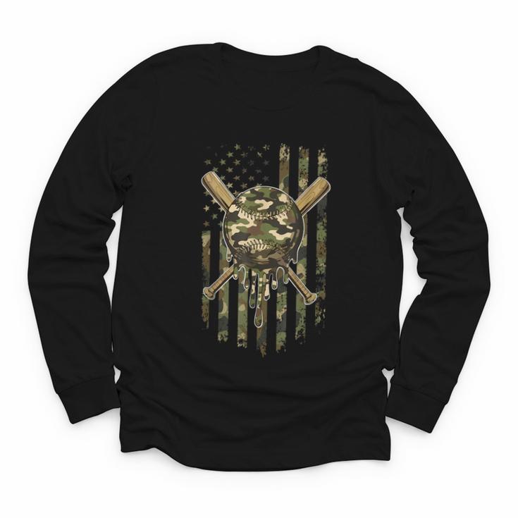 Ice Cream Baseball Drip For Boys Camo USA Flag Camouflage Youth Long Sleeve Tee
