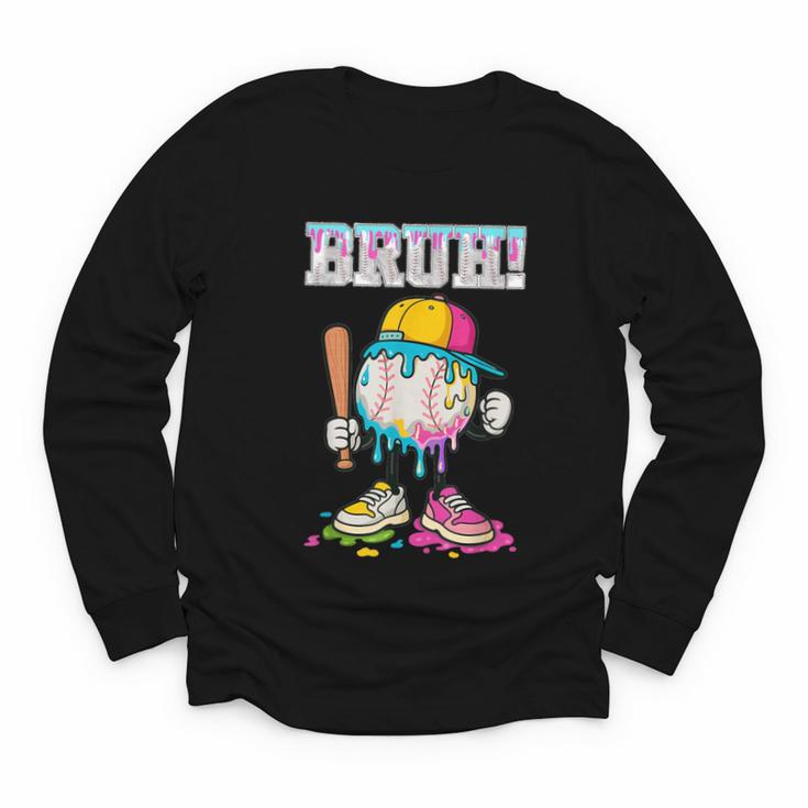 Ice Cream Drip Baseball Bruh Baseball Drip Boy Youth Youth Long Sleeve Tee