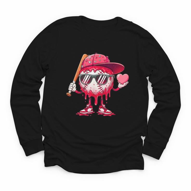 Ice Cream Drip Baseball Valentine's Day Spots Baseball Drip Youth Long Sleeve Tee