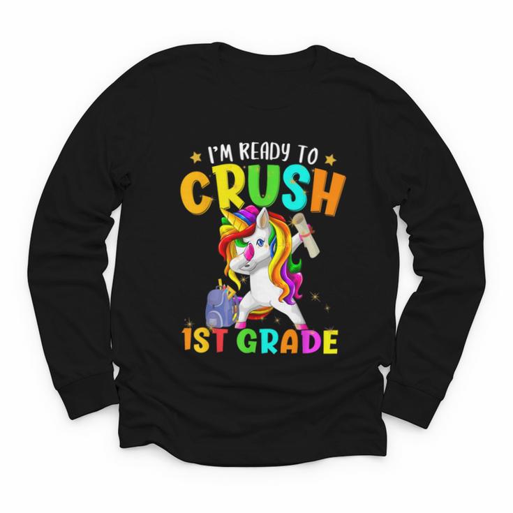 I'm Ready To Crush 1st Grade Dabbing Unicorn Back To School Youth Long Sleeve Tee