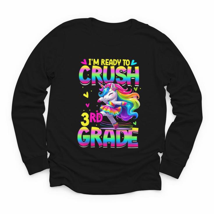 I'm Ready To Crush 3rd Grade Back To School Dancing Unicorn Youth Long Sleeve Tee