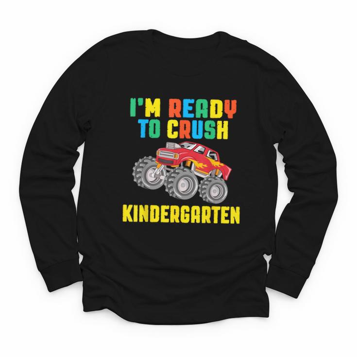 I'm Ready To Crush Kindergarten Dinosaur Back To School Boys Youth Long Sleeve Tee