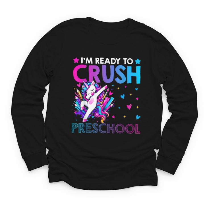 I'm Ready To Crush Preschool Dabbing Unicorn Back To School Youth Long Sleeve Tee