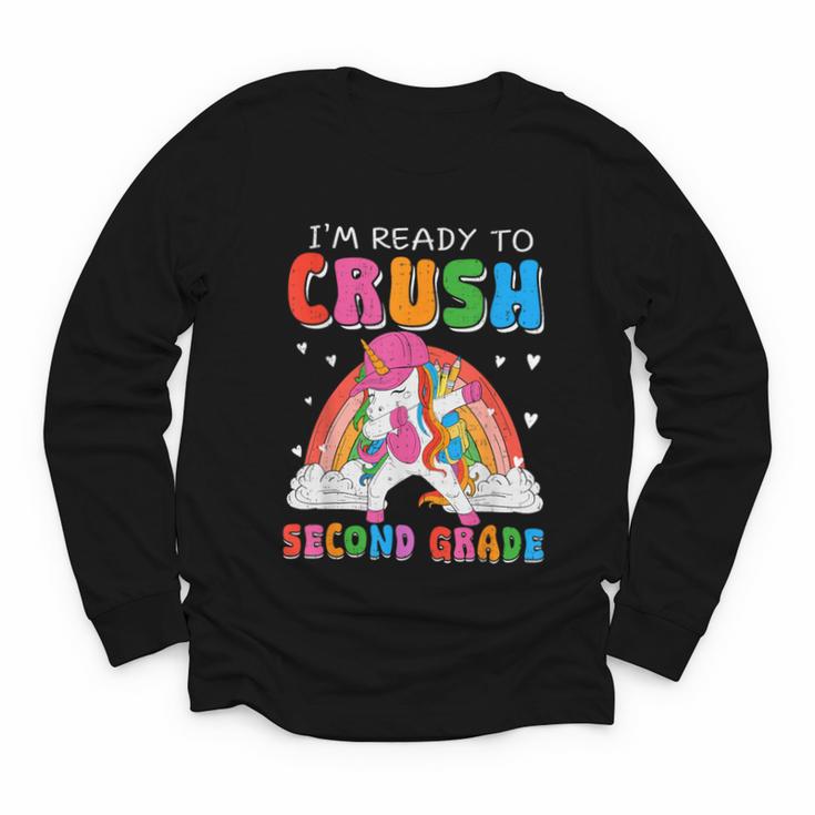 I'm Ready To Crush Second Grade Unicorn Back To School Girls Youth Long Sleeve Tee