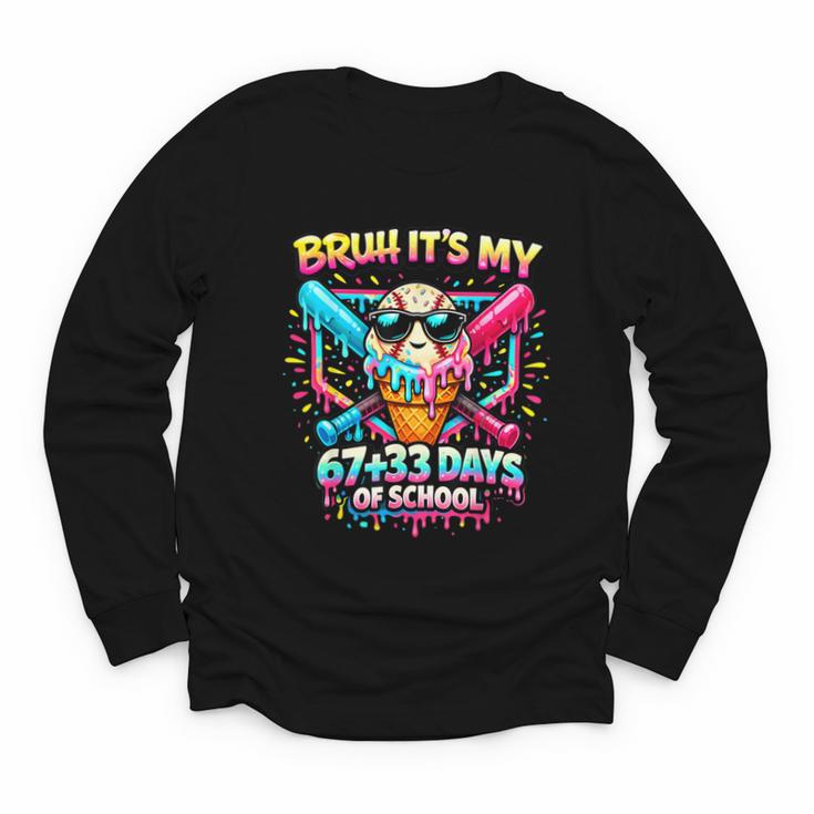 It's My 6733 Days Of School Baseball Ice Cream Dripping Youth Long Sleeve Tee
