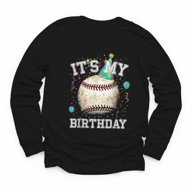 Its My Birthday Vintage Baseball Celebration For Men Kids Youth Long Sleeve Tee