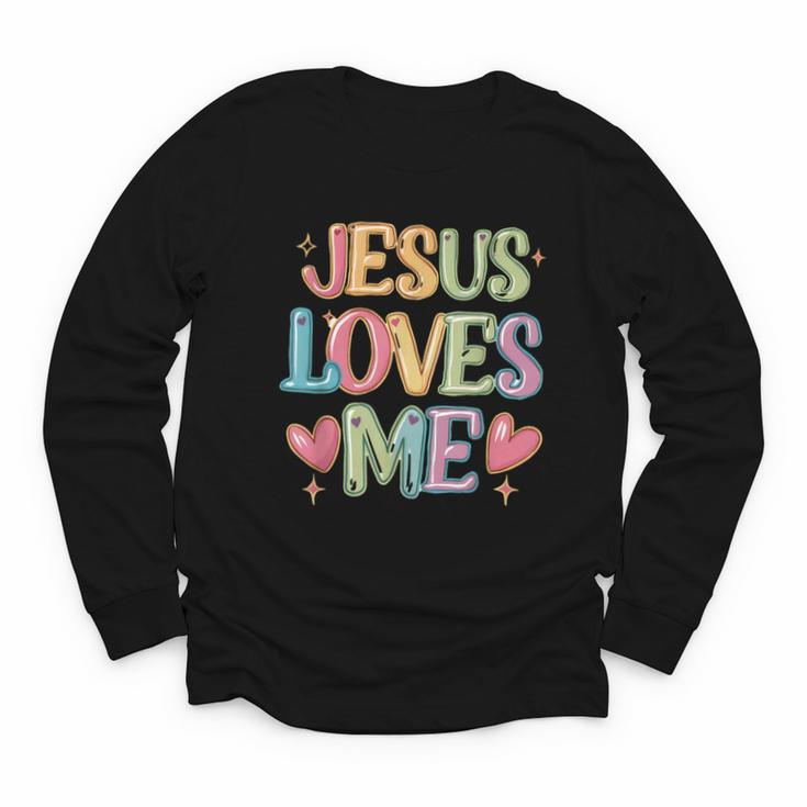 Jesus Loves Me Christian Kids Back To School Youth Long Sleeve Tee