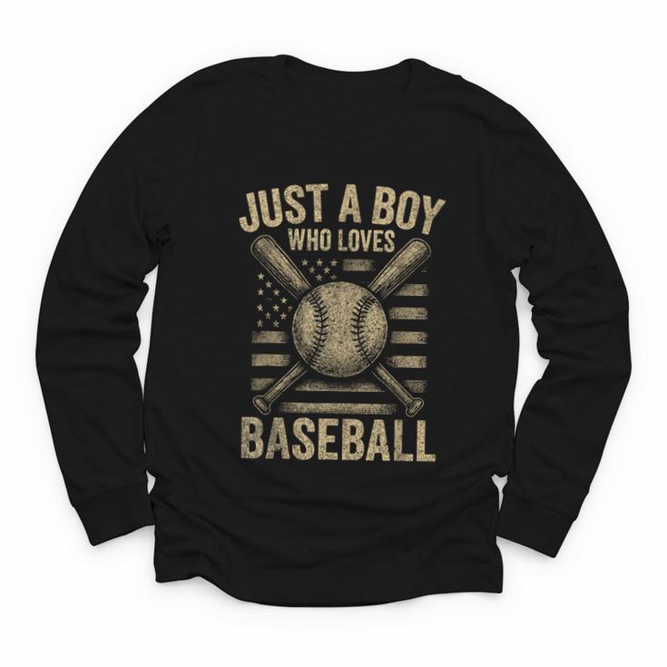 Just a Boy Who Loves Baseball Youth Long Sleeve Tee