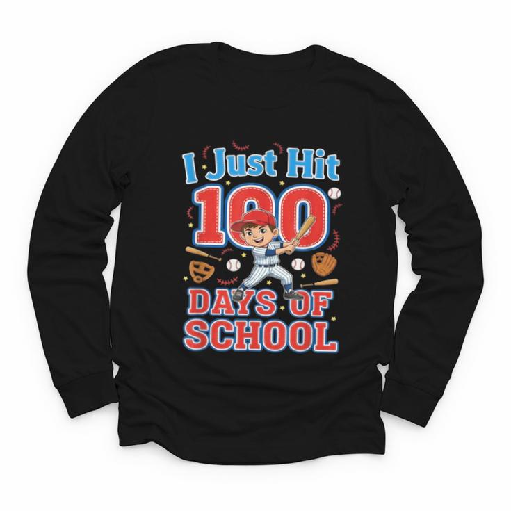 I Just Hit 100 Days Of School Baseball 100th Day Boys Kids Youth Long Sleeve Tee