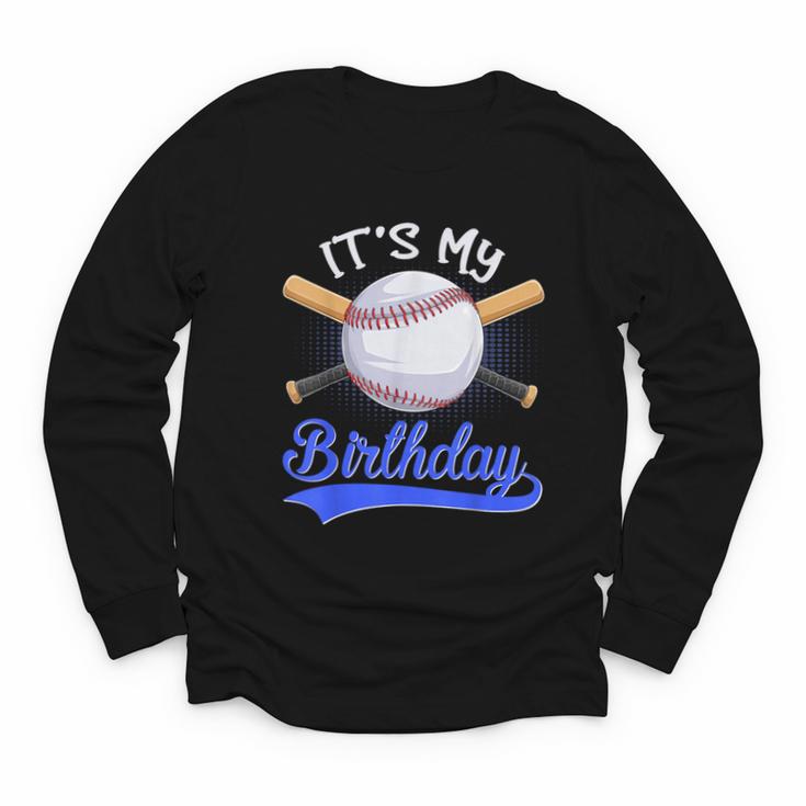 Kids 8th Baseball Birthday Party Boys Sport Fan 8 Years Old Youth Long Sleeve Tee