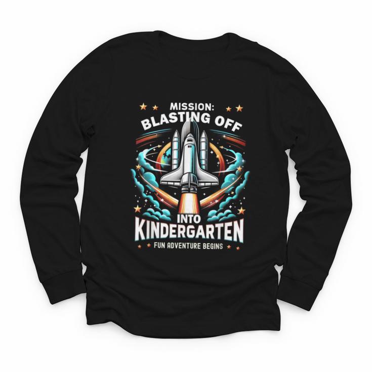 Kindergarten Back To School Rocket Blast Off Youth Long Sleeve Tee