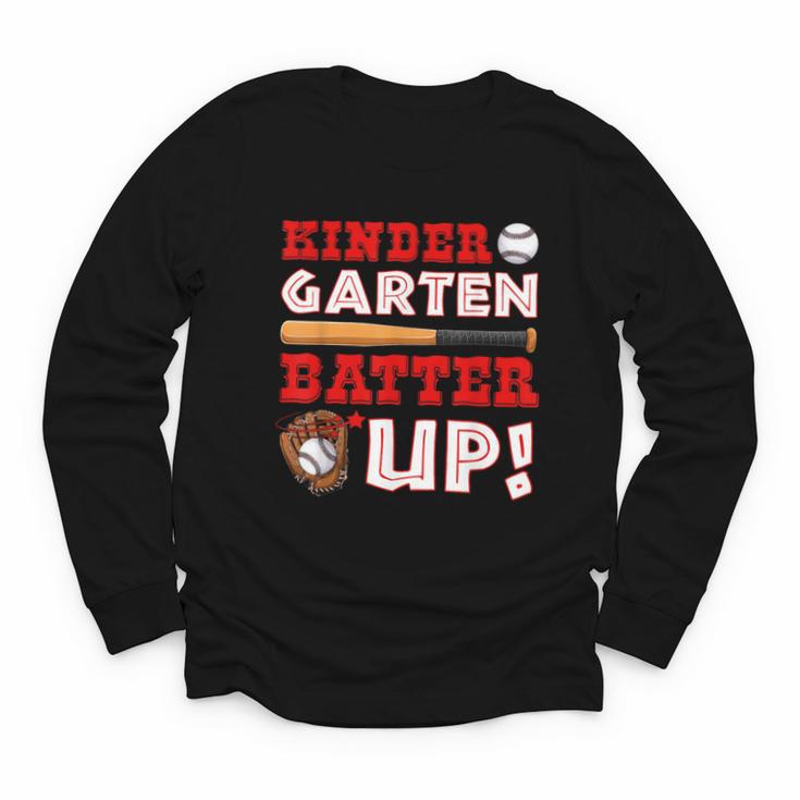 Kindergarten Batter Up Back To School Baseball Player Boys Youth Long Sleeve Tee